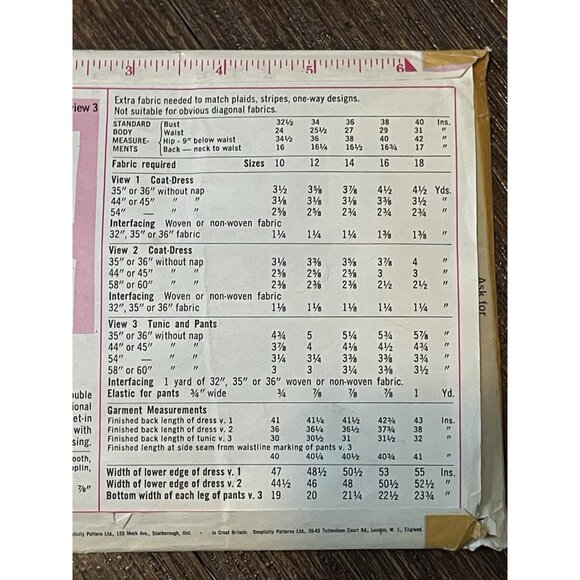 Simplicity 9220 Pattern Vintage Misses Dress Tunic Pants Size 12 UNCUT - Picture 4 of 4